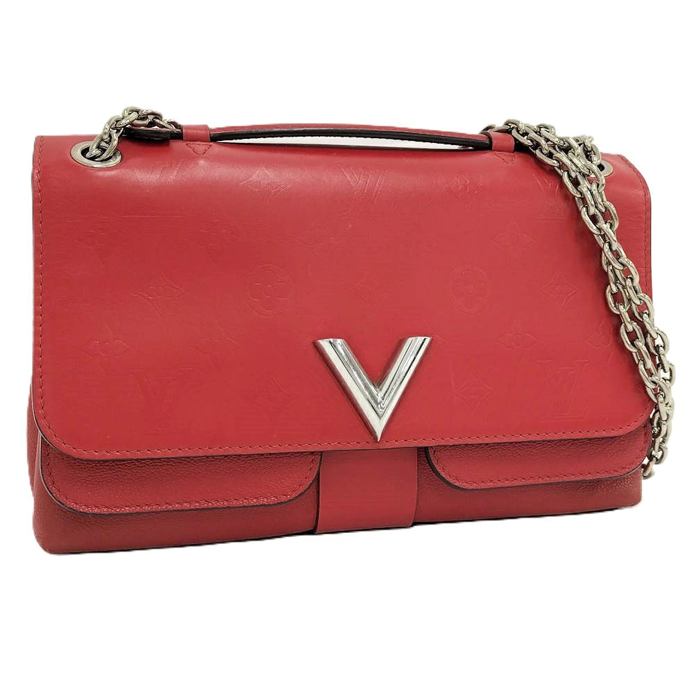 Louis Vuitton Very Chain Bag Shoulder Leather Ruby Red